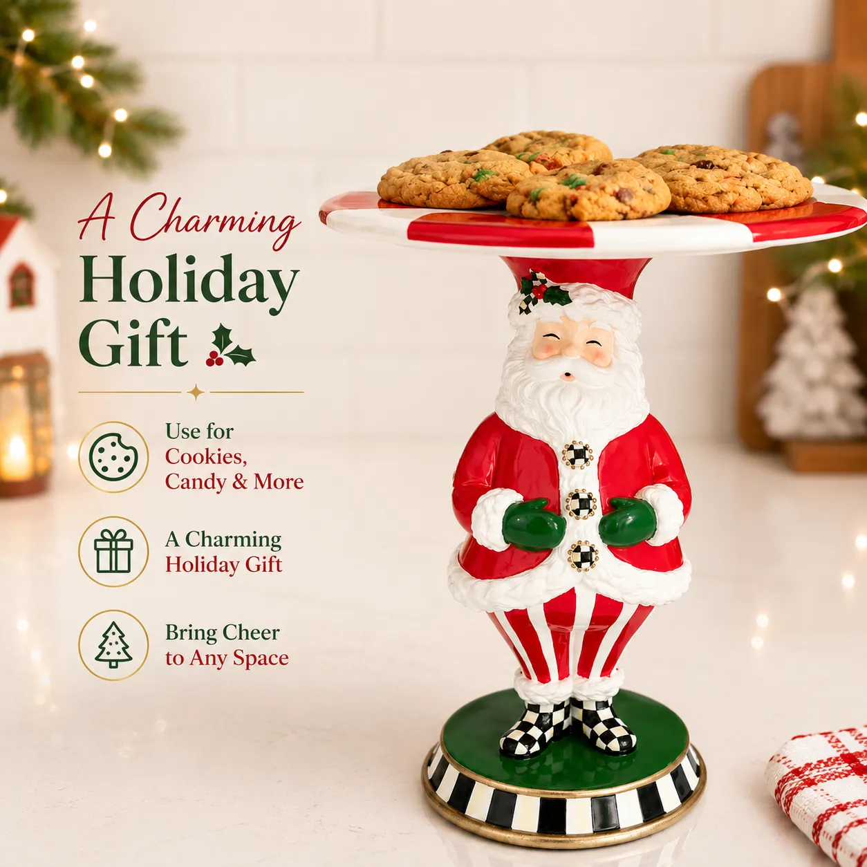Tray placed on holiday dining table scene