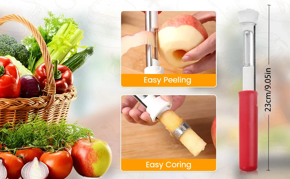 Two-in-one corer peeler full product view