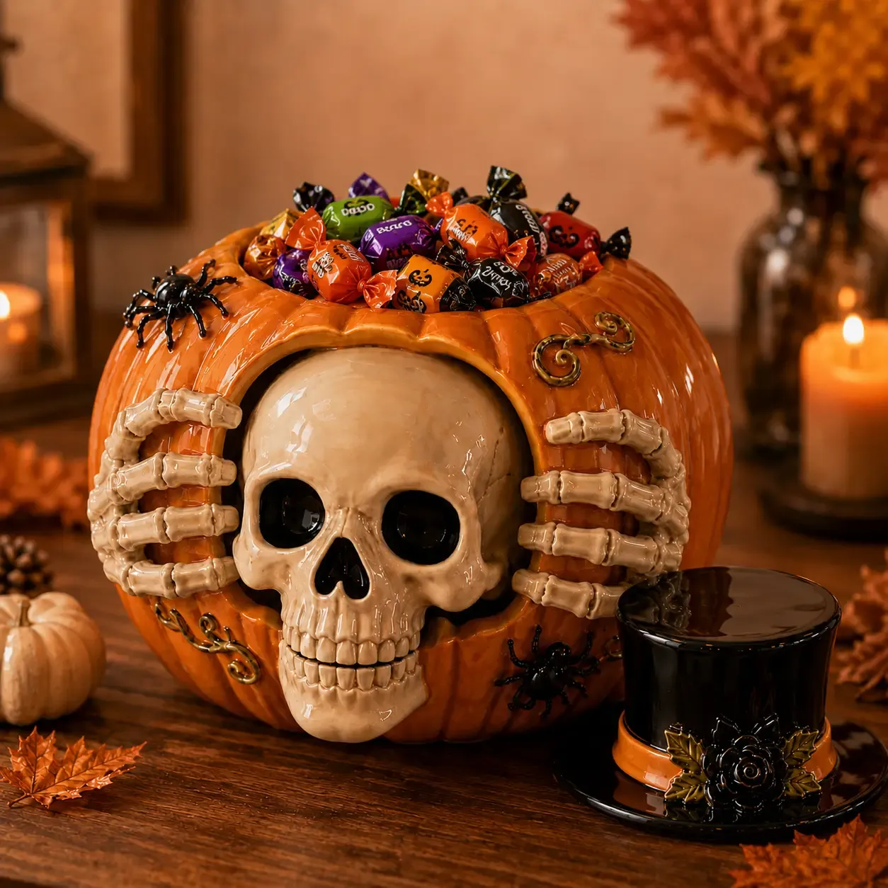Skull pumpkin candy jar main product photo