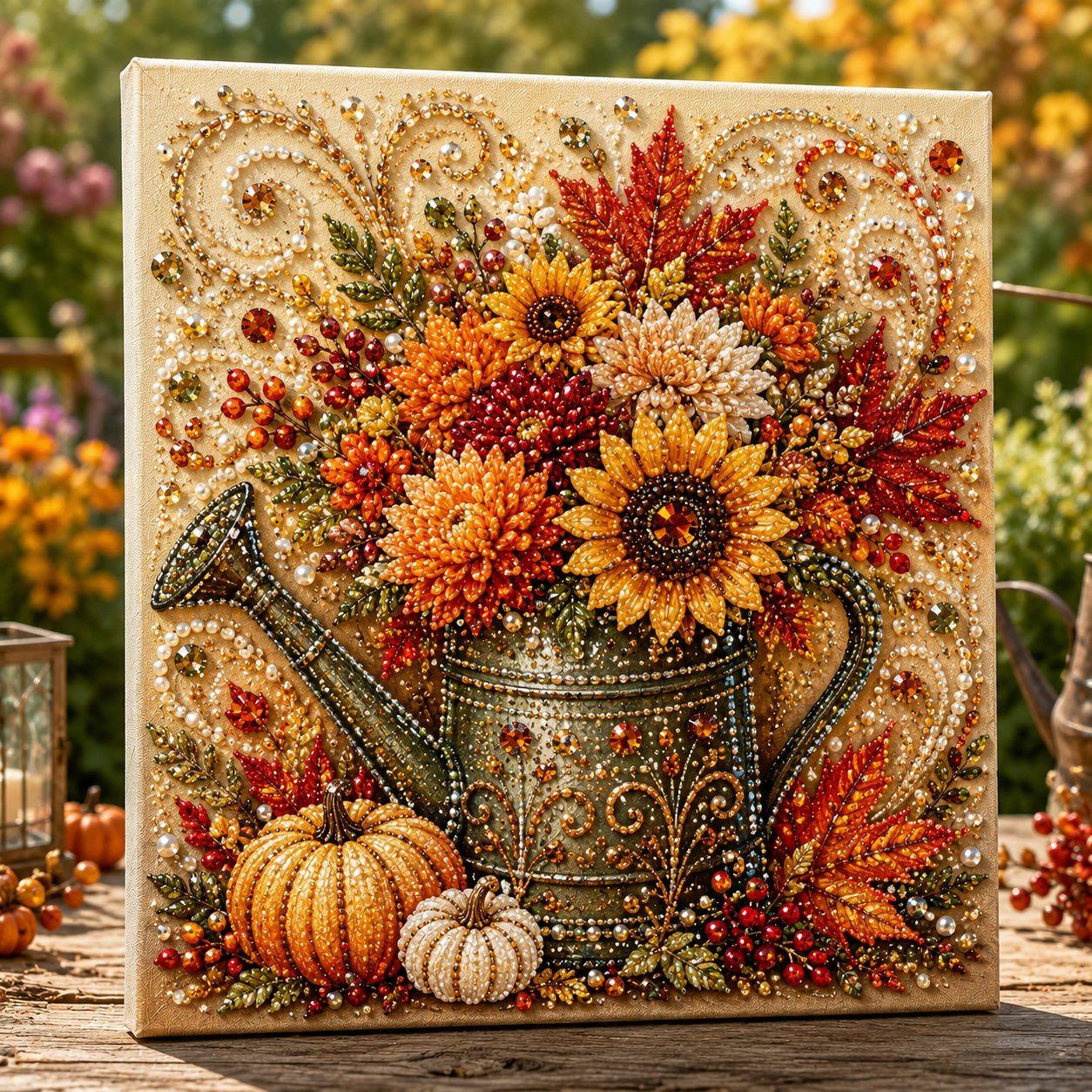 Fall Floral Watering Can