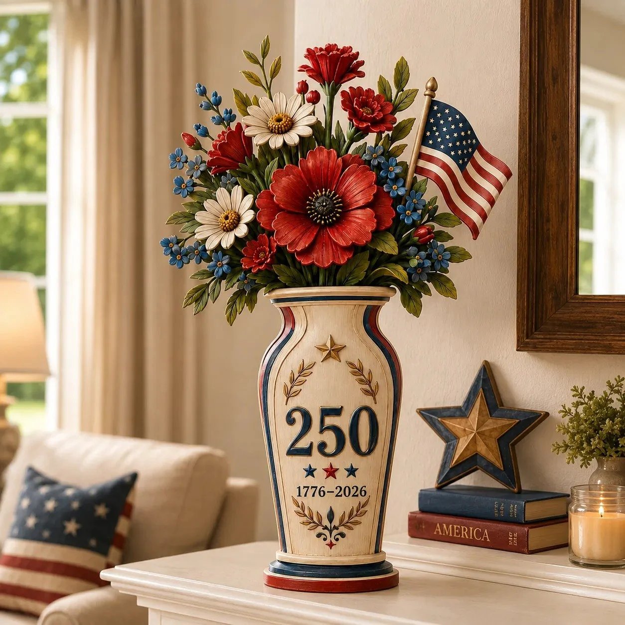 USA 250th Floral Vase