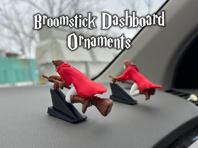 Wizard broom ornament dashboard installation shot