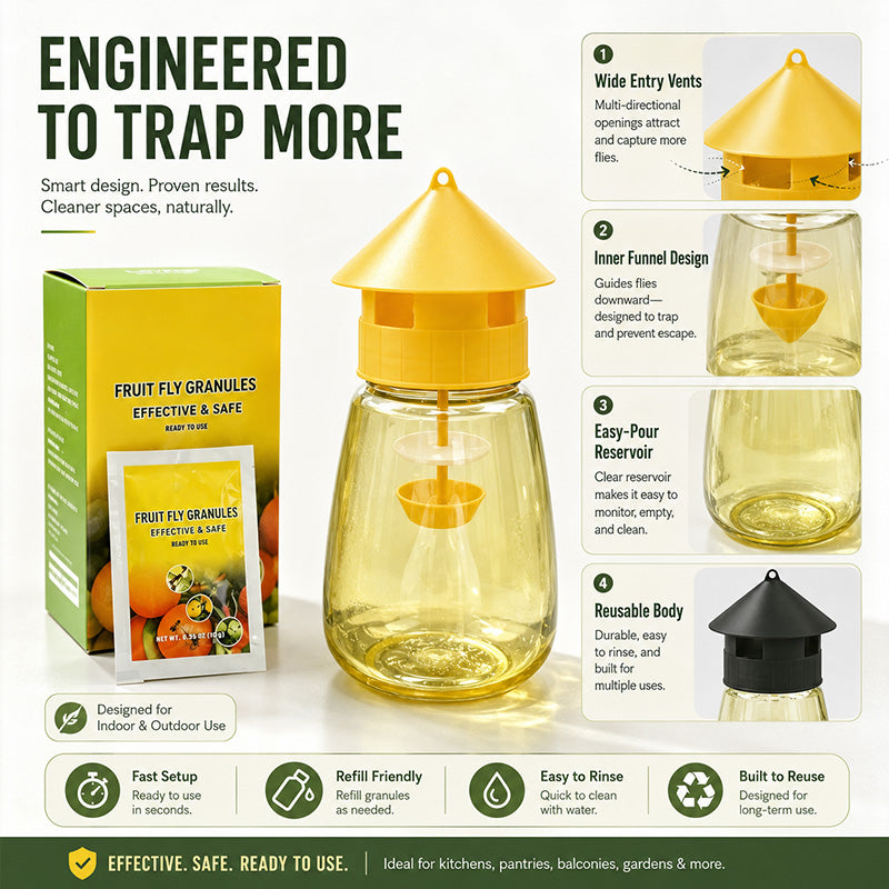 Four entry holes on fly trap design