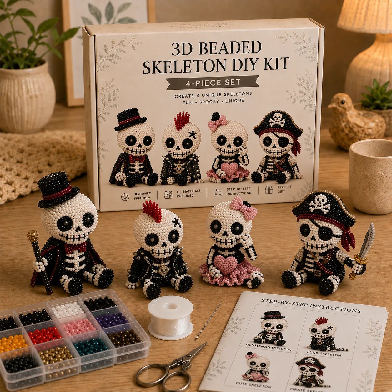 Full skeleton bead art finished preview
