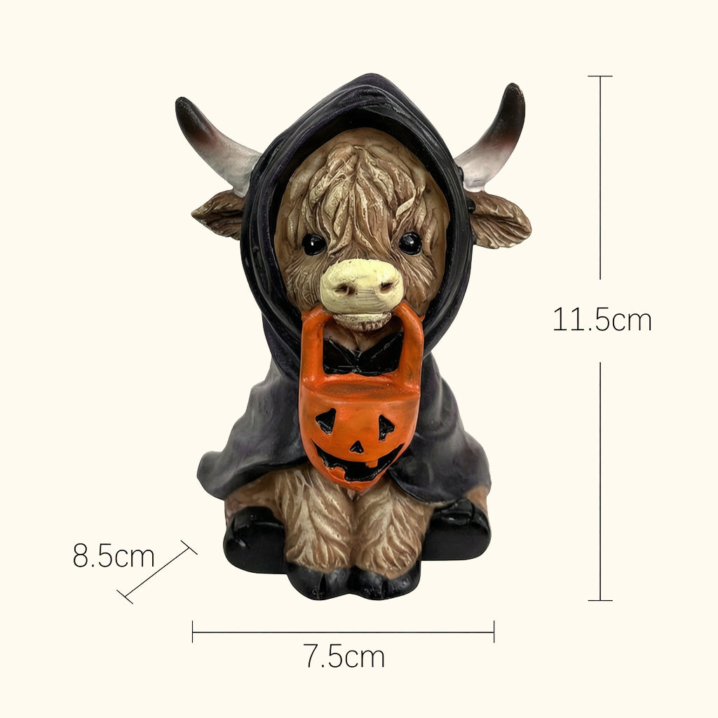 Highland Cow Holding Pumpkin