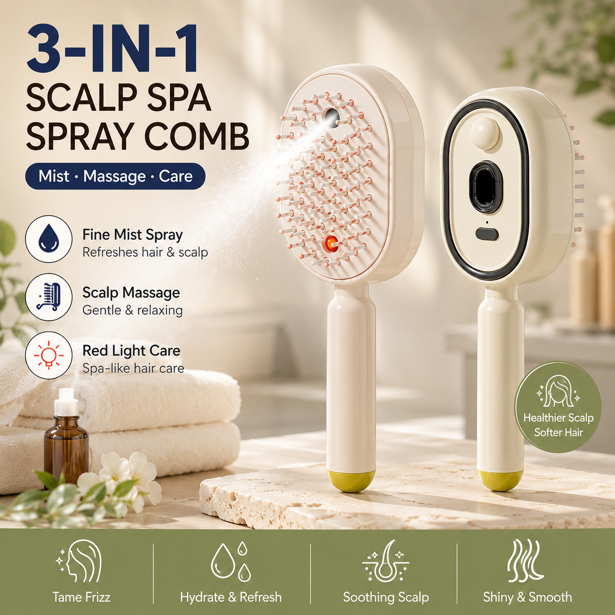 Fine mist spray comb
