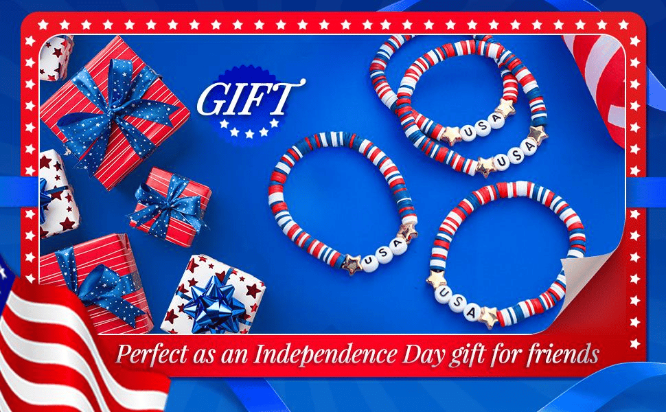 Patriotic heishi bead bracelet full display