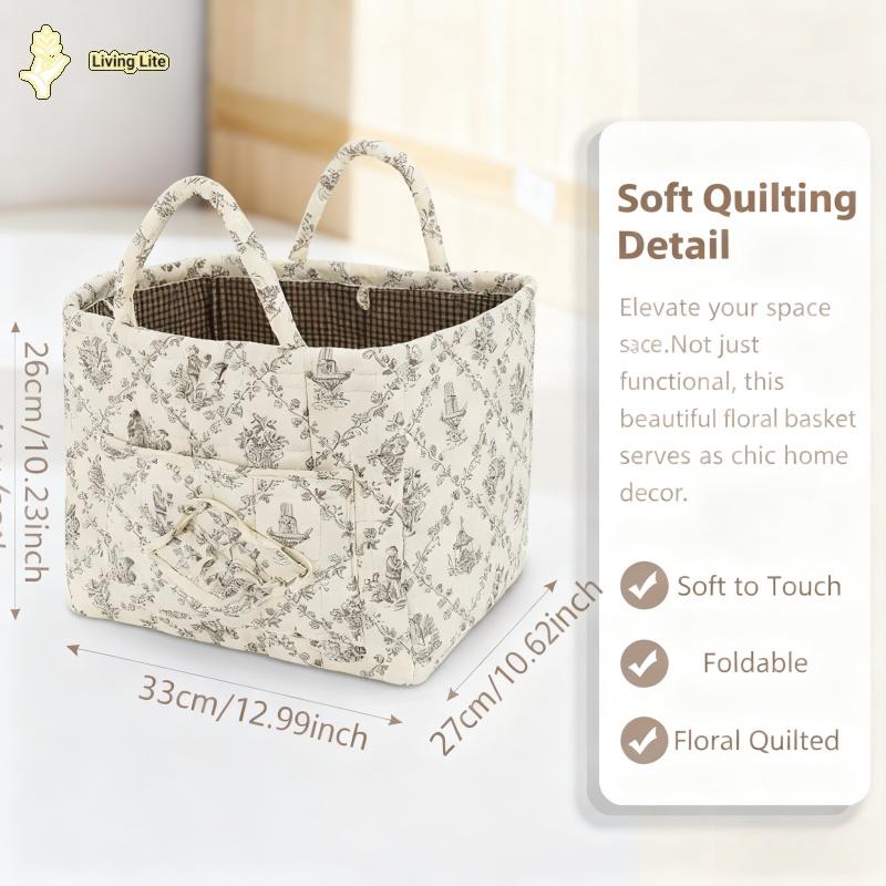 Minimalist Floral Storage Basket Household Environment Showcase