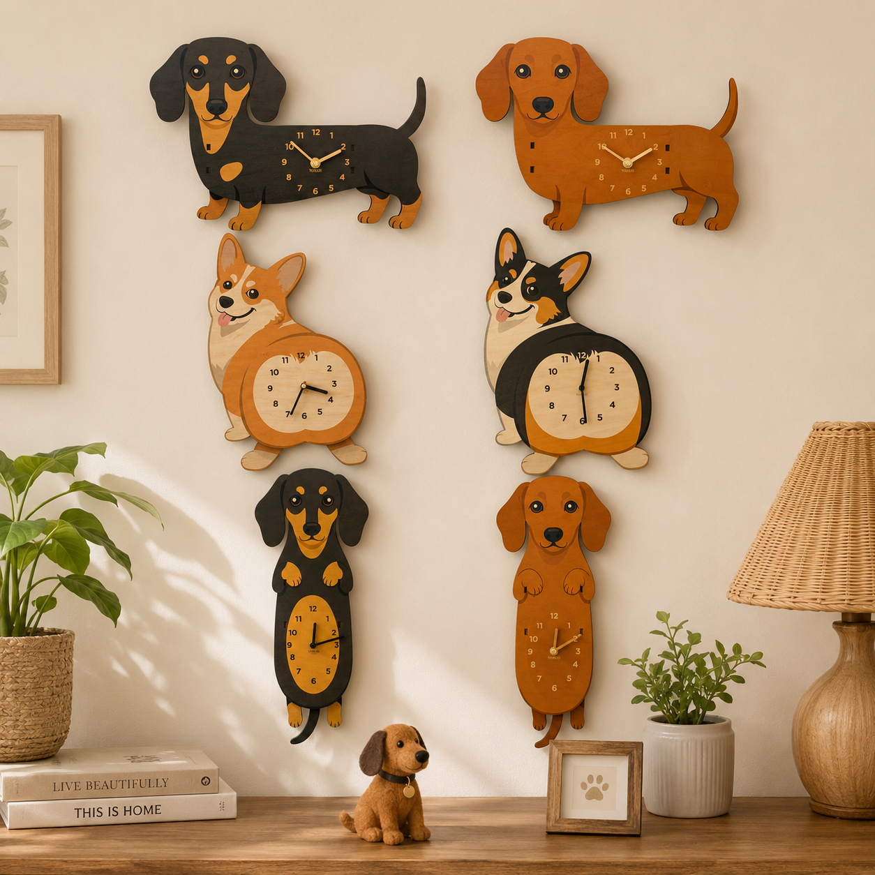 All 6 Dog Wall Clock Variations Overview
