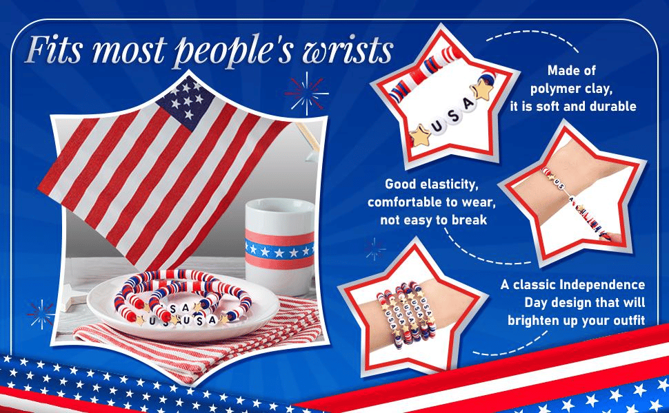 Red white blue stackable bracelets scene