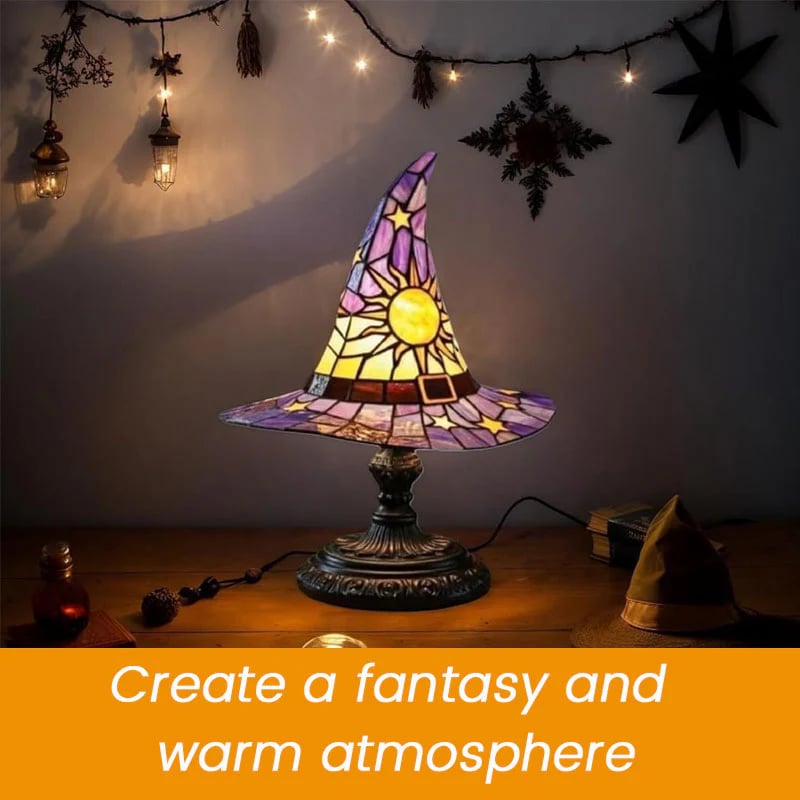 Halloween seasonal witch hat night light layout