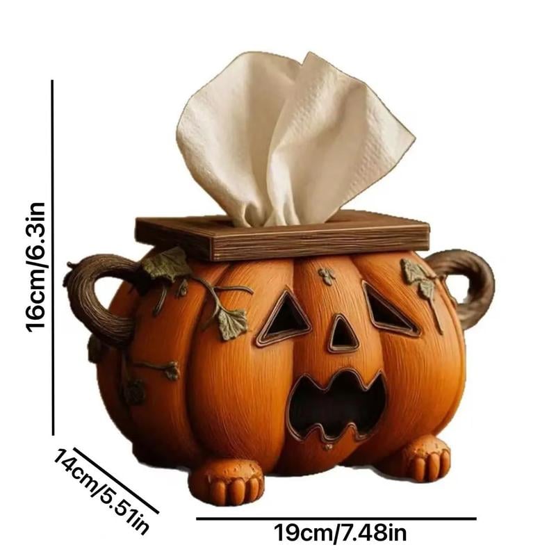 Pumpkin tissue box front view detail