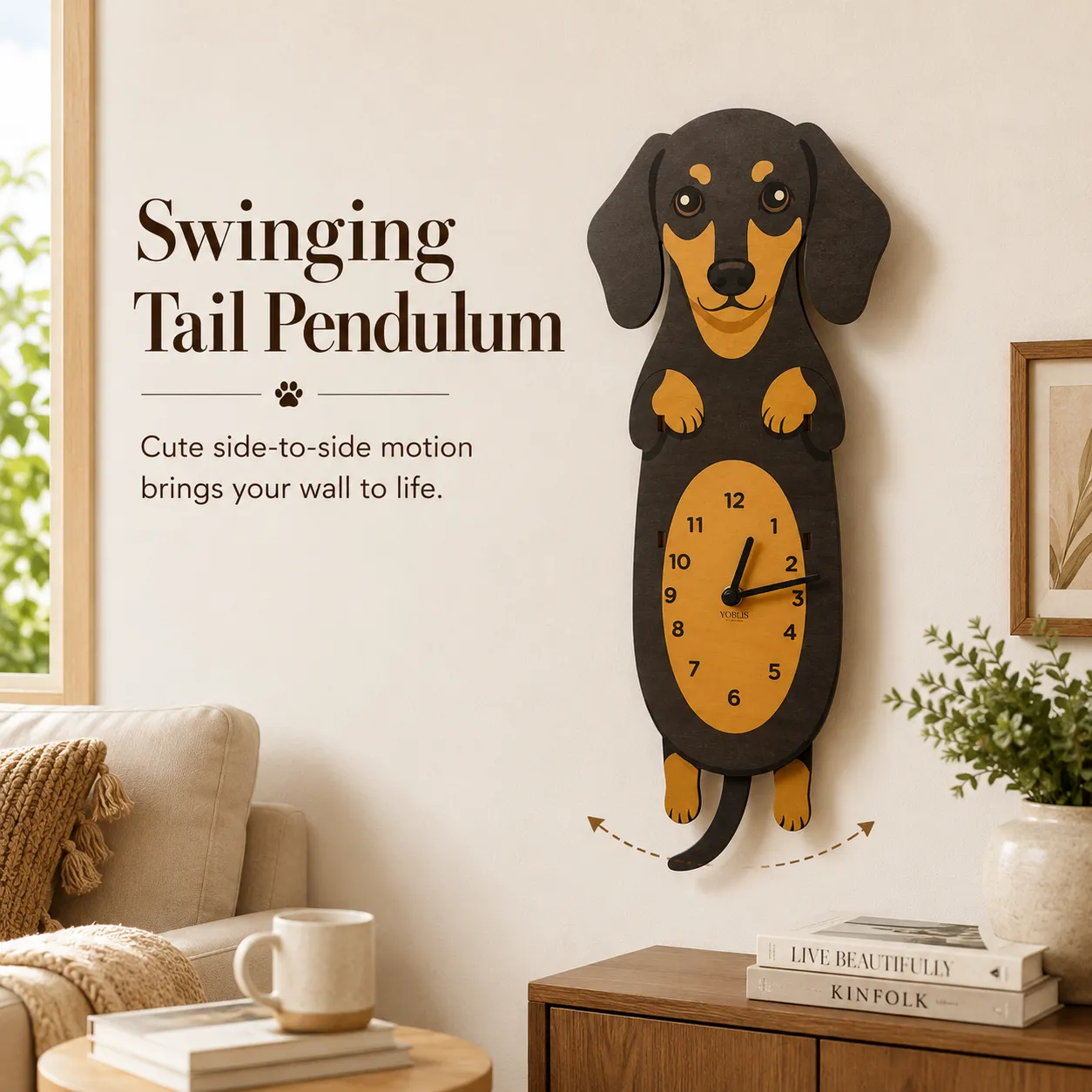 Playful Swinging Dachshund Tail Pendulum Detail