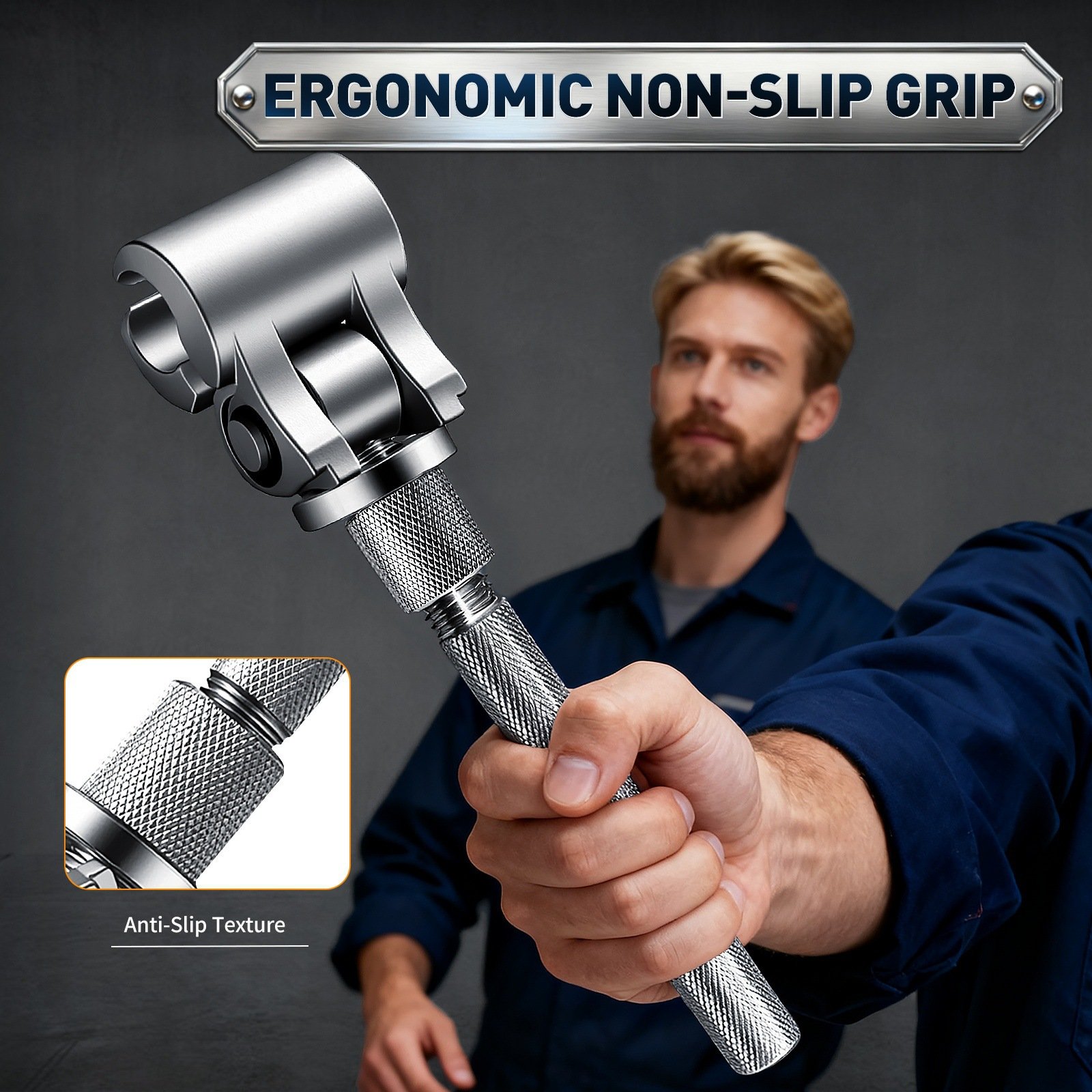 anti‑slip knurled handle