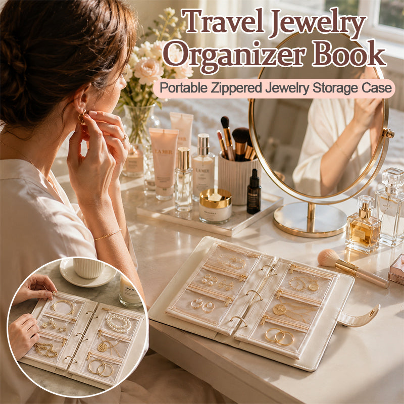 Travel jewelry organizer book full product shot