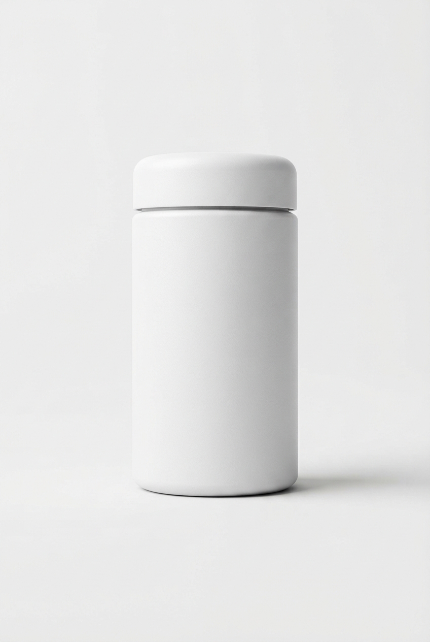 White-Et+ intensive beauty capsules jar on clean studio background