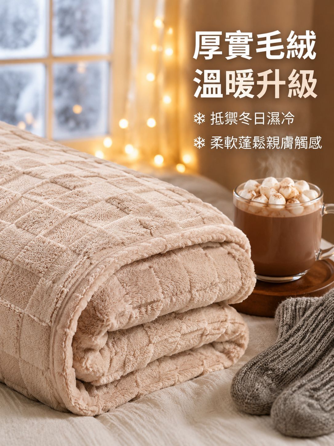 奶油色純色沙發蓋毯