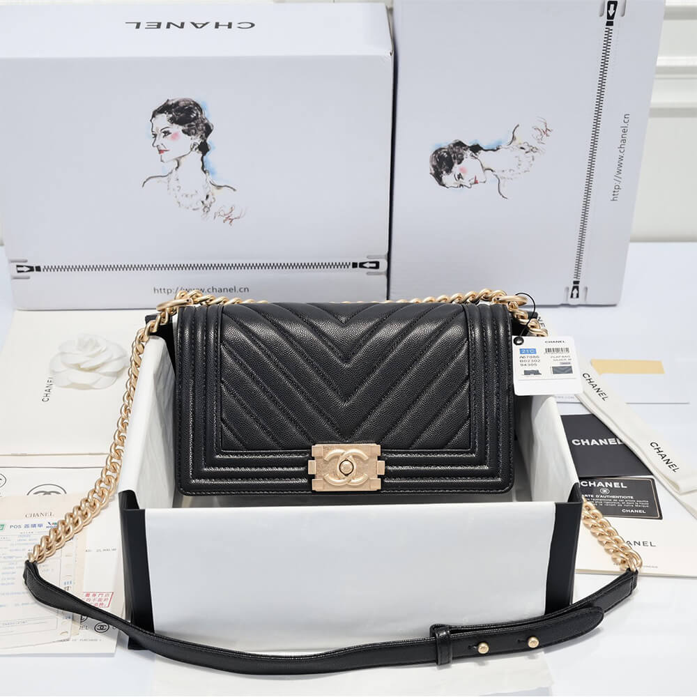 Chevron Caviar Boy Chanel Handbag