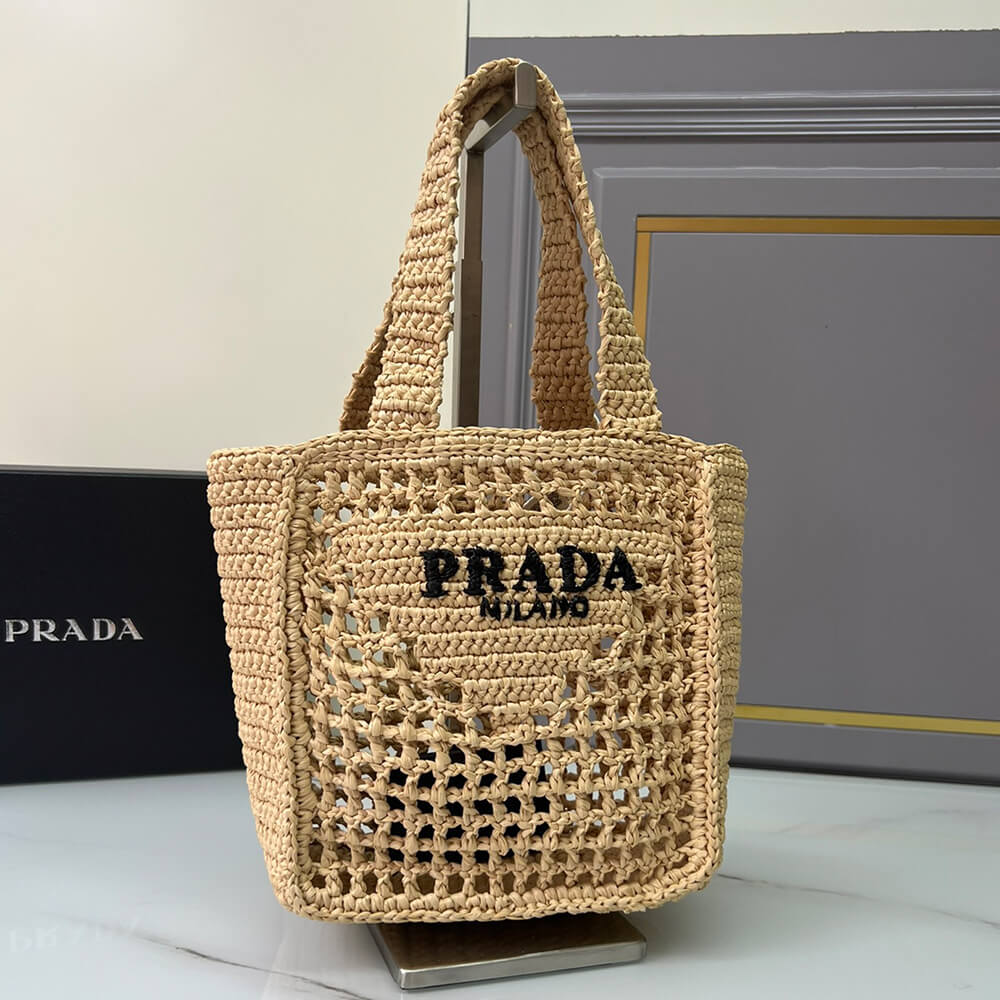 PRADA Raffia Mini Tote Bag