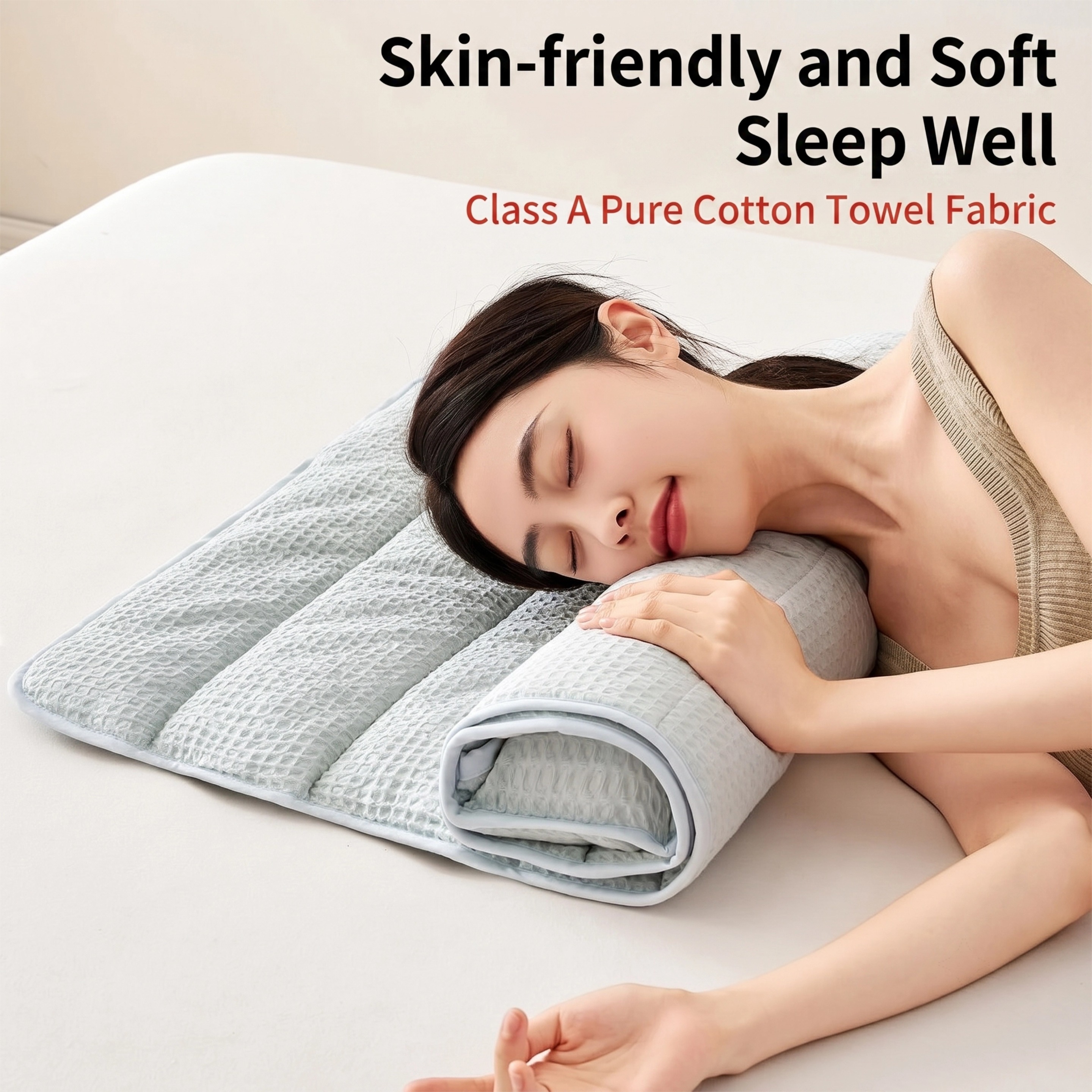 Sleep Towel Therapeutic Towel Pillow Height Adjustable Neck Support Pillow Travel Portable Pillow
