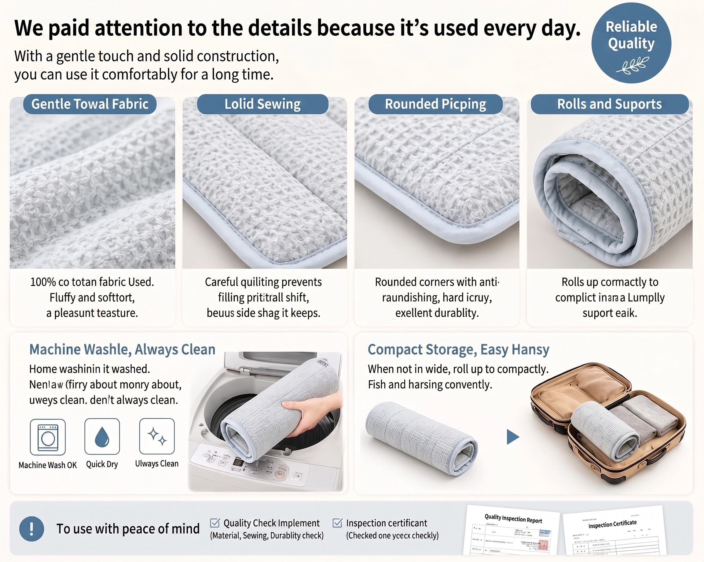 Sleep Towel Therapeutic Towel Pillow Height Adjustable Neck Support Pillow Travel Portable Pillow