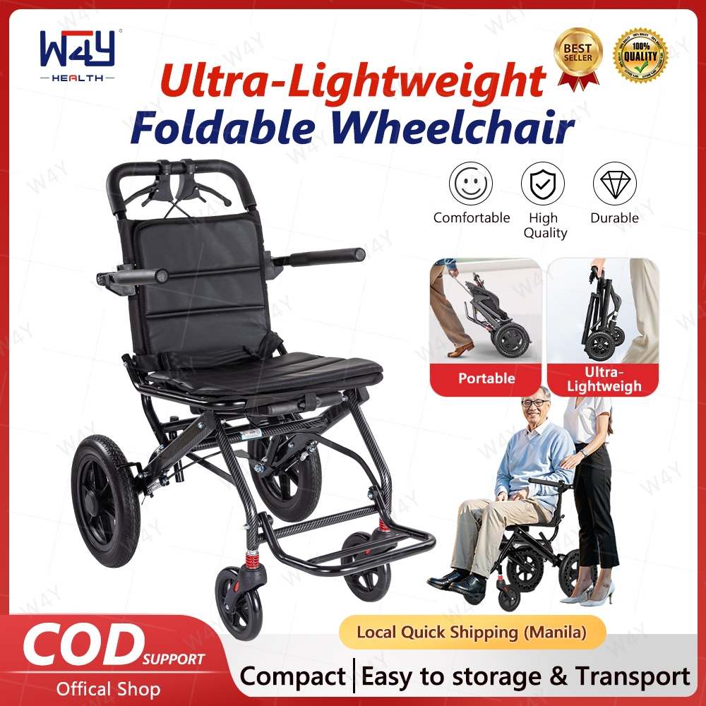 Ultra-Light Foldable Wheelchair Self-locking /Carbon Fiber /12" Shock-Absorbing Wheels for seniors