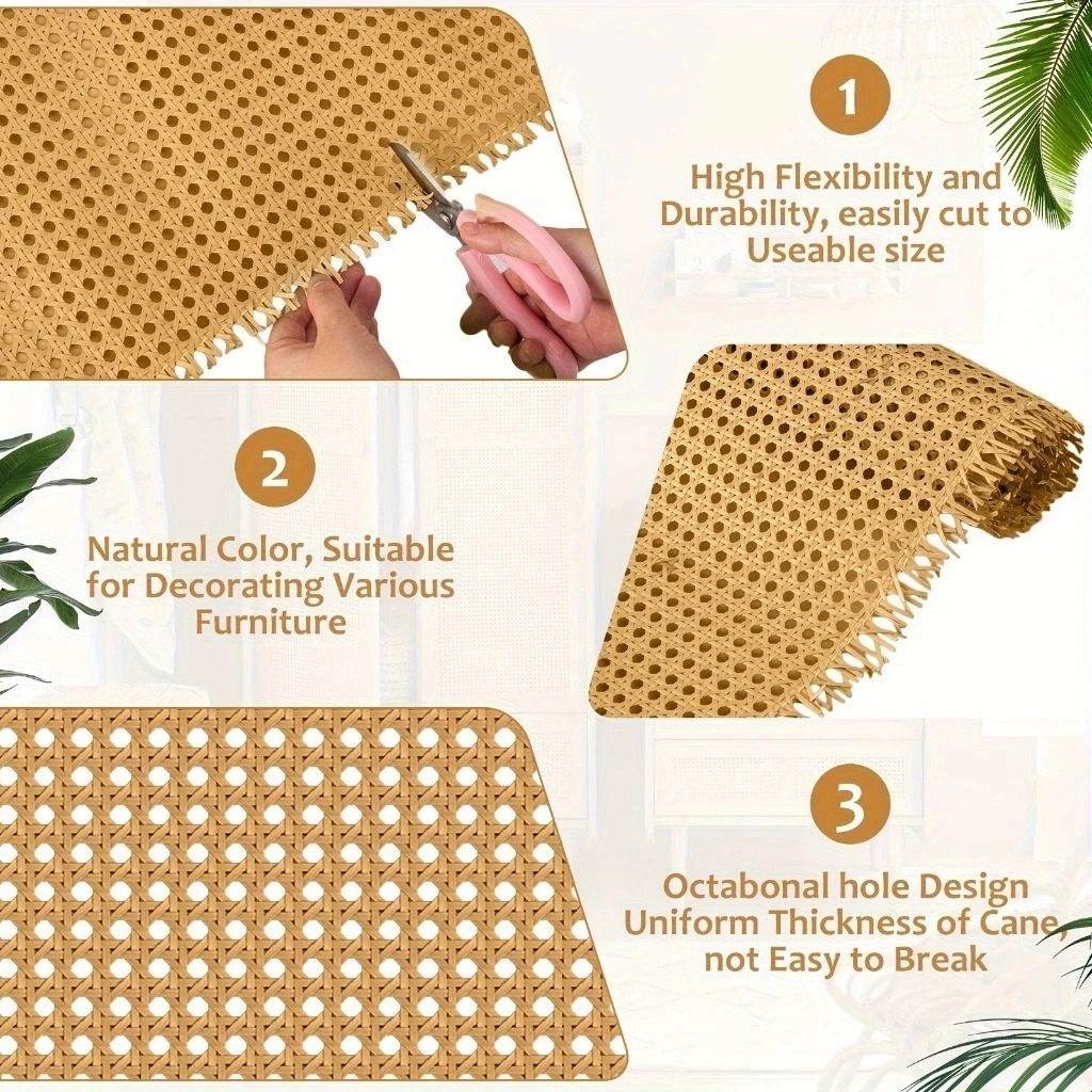 Synthetic Rattan Roll Sheet Webbing Caning Material Sheet For Outdoor Chair Table Furniture Repair