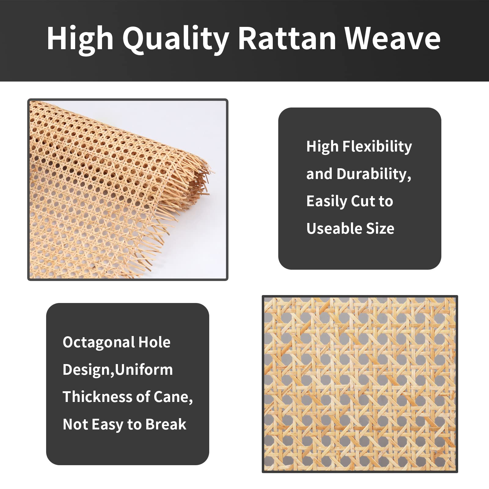 Synthetic Rattan Roll Sheet Webbing Caning Material Sheet For Outdoor Chair Table Furniture Repair