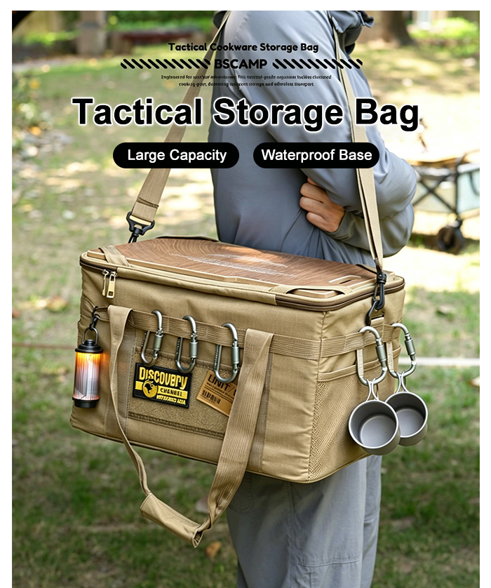 36L Waterproof Oxford Camping Storage Bag Built-in Cutting Board Shoulder Strap For Car Outdoor Use