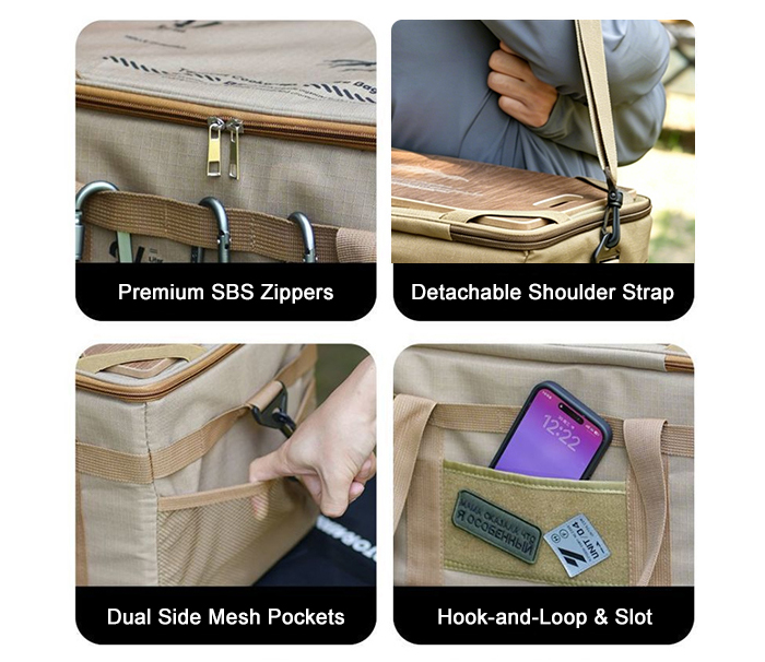 36L Waterproof Oxford Camping Storage Bag Built-in Cutting Board Shoulder Strap For Car Outdoor Use
