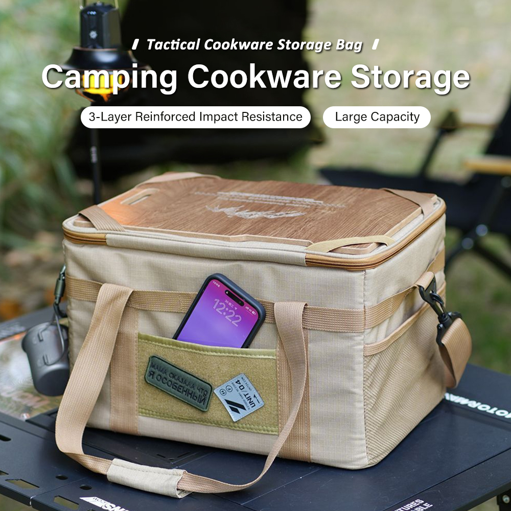 36L Waterproof Oxford Camping Storage Bag Built-in Cutting Board Shoulder Strap For Car Outdoor Use