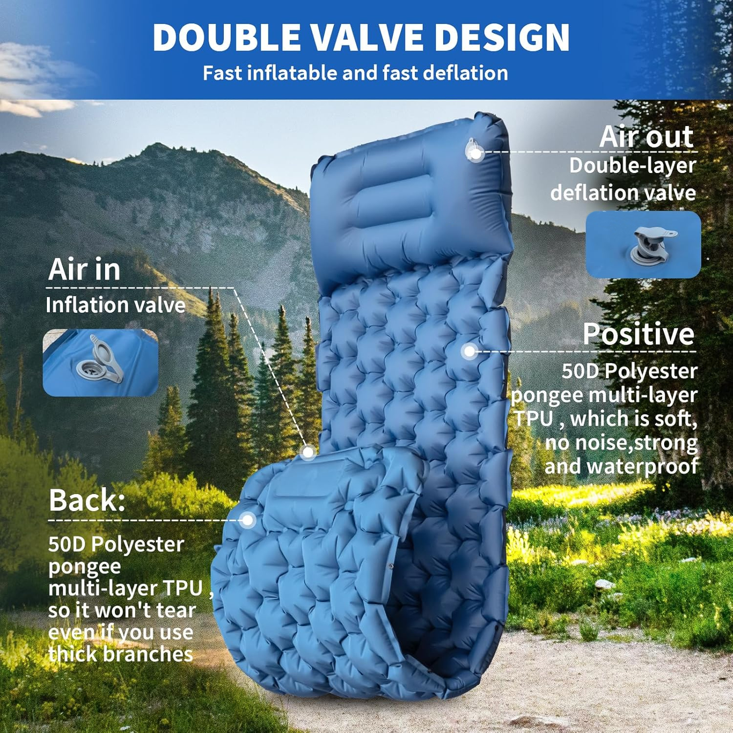 Waterproof Self-Inflating Mat Sleeping Mat Air Mat Mattress Sleeping Pad Camping Pad With Pillow