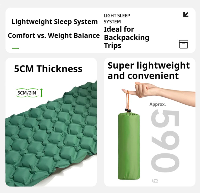 Waterproof Self-Inflating Mat Sleeping Mat Air Mat Mattress Sleeping Pad Camping Pad With Pillow