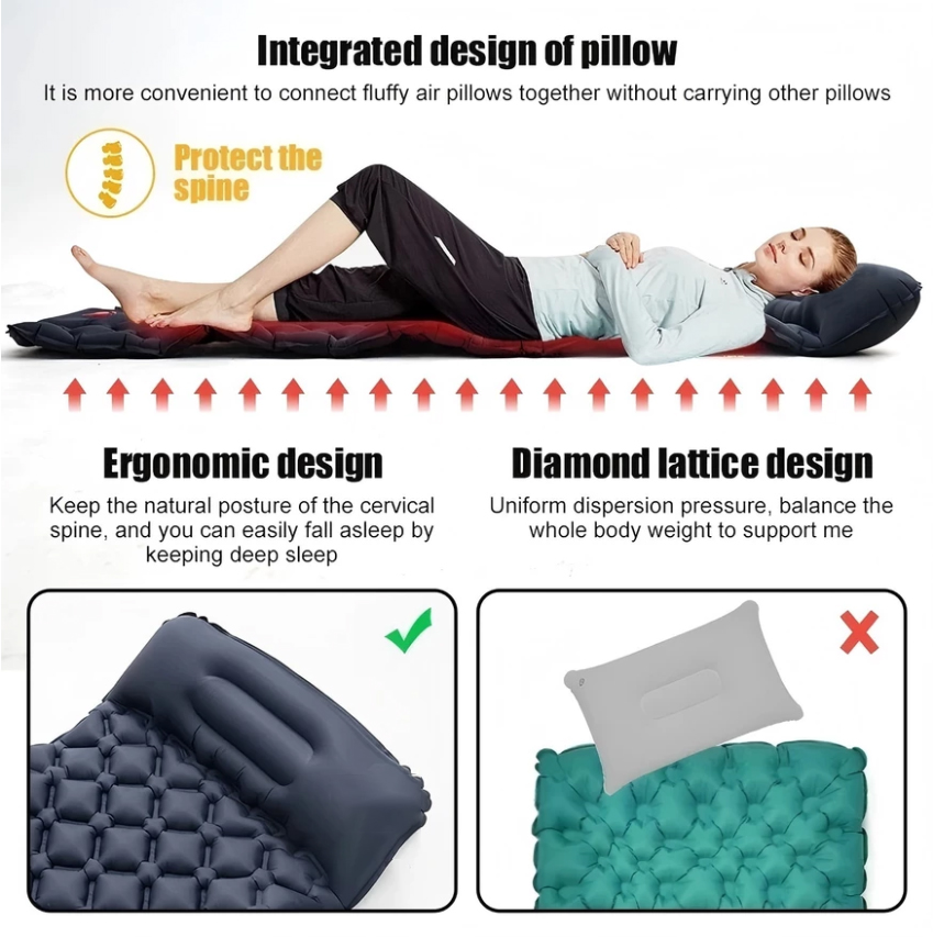 Waterproof Self-Inflating Mat Sleeping Mat Air Mat Mattress Sleeping Pad Camping Pad With Pillow