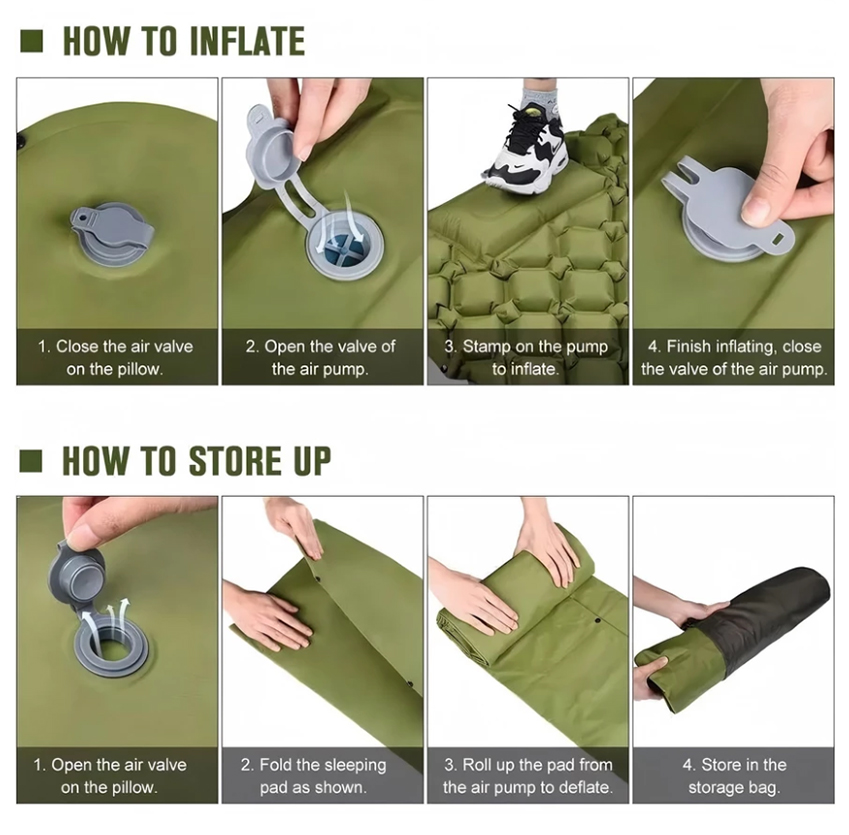 Waterproof Self-Inflating Mat Sleeping Mat Air Mat Mattress Sleeping Pad Camping Pad With Pillow