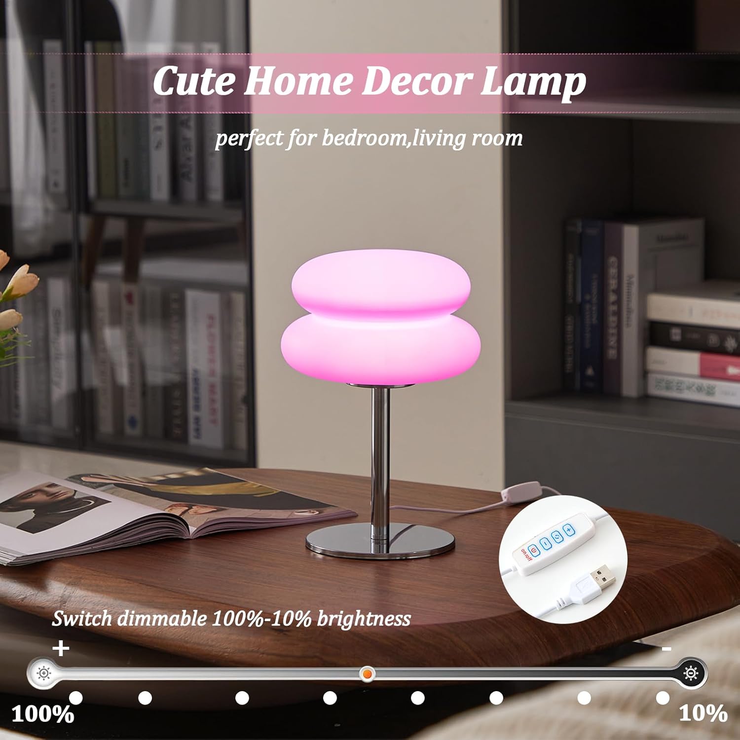 Bedroom Table Lamp Retro Creative Decorative Bedroom Hamburger Bedside Lamp USB Charging Light