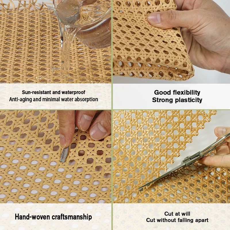 Synthetic Rattan Roll Sheet Webbing Caning Material Sheet For Outdoor Chair Table Furniture Repair