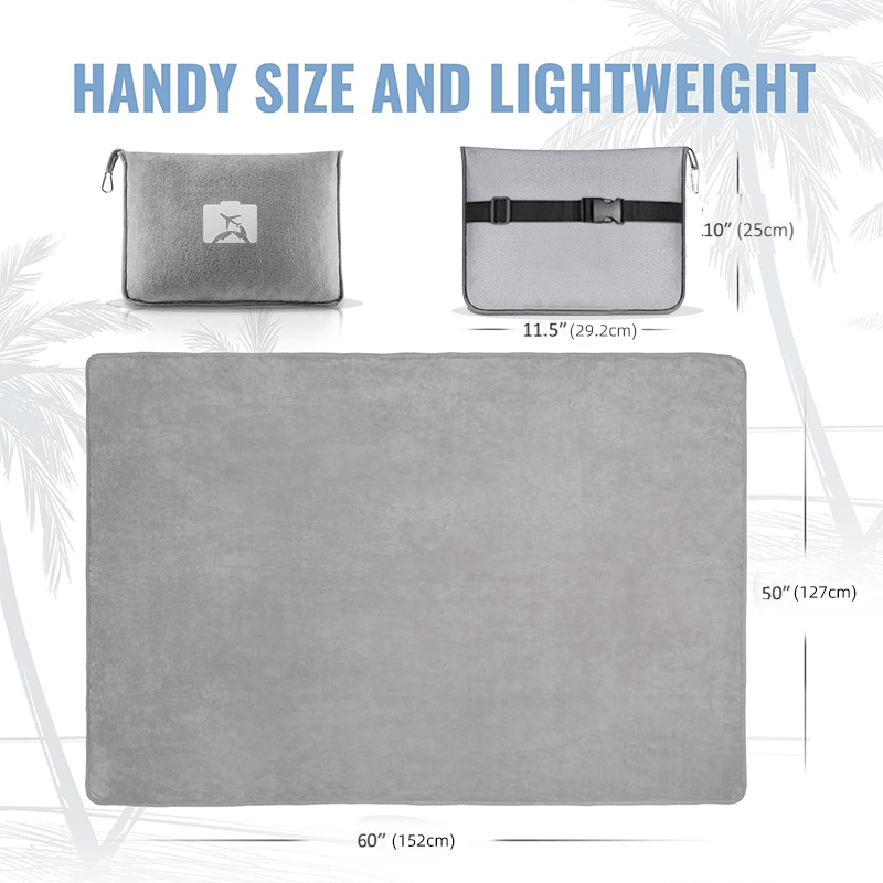 Logo Customization 2 in 1 Traveling Blanket Cushion with Pockets Airplane Blanket Set 