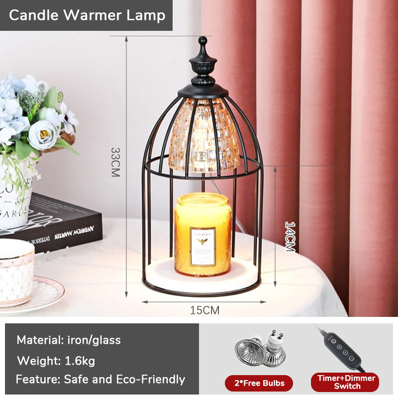 Candle Warmer Lamp Green with Timer Dimmer, Electric Candle Lamp Light Warmer Wax Heater With 2 Bulbs, Mom Christmas Birthday Gifts For Her Women, House Warming Gifts New Home