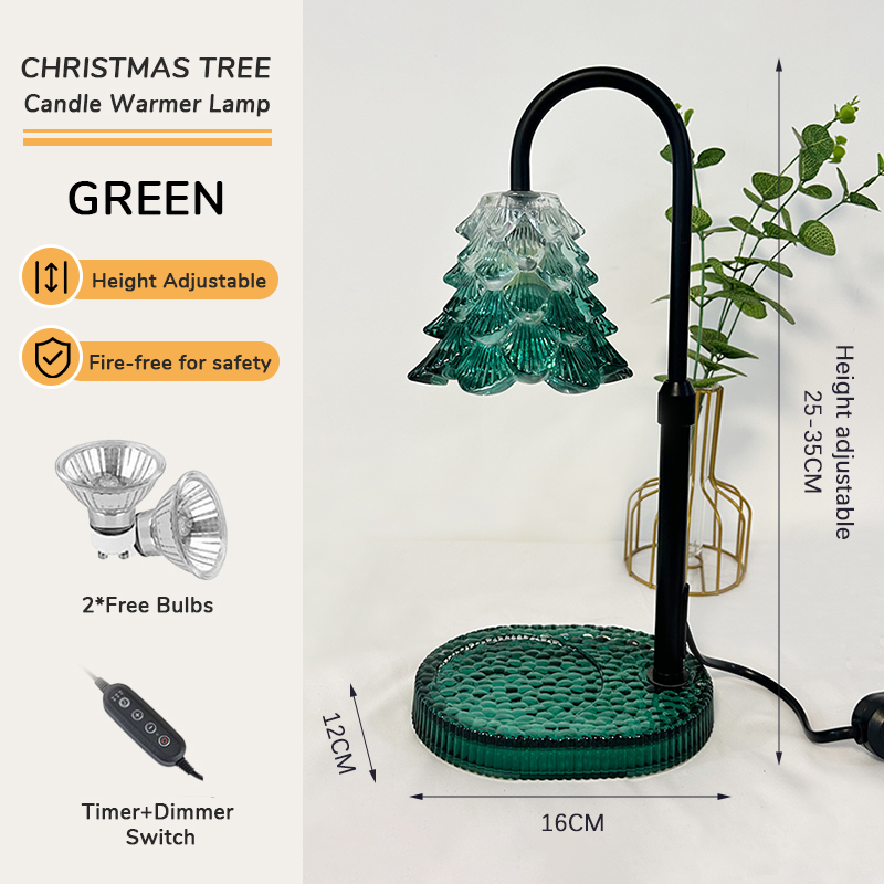 Candle Warmer Lamp Green with Timer Dimmer, Electric Candle Lamp Light Warmer Wax Heater With 2 Bulbs, Mom Christmas Birthday Gifts For Her Women, House Warming Gifts New Home
