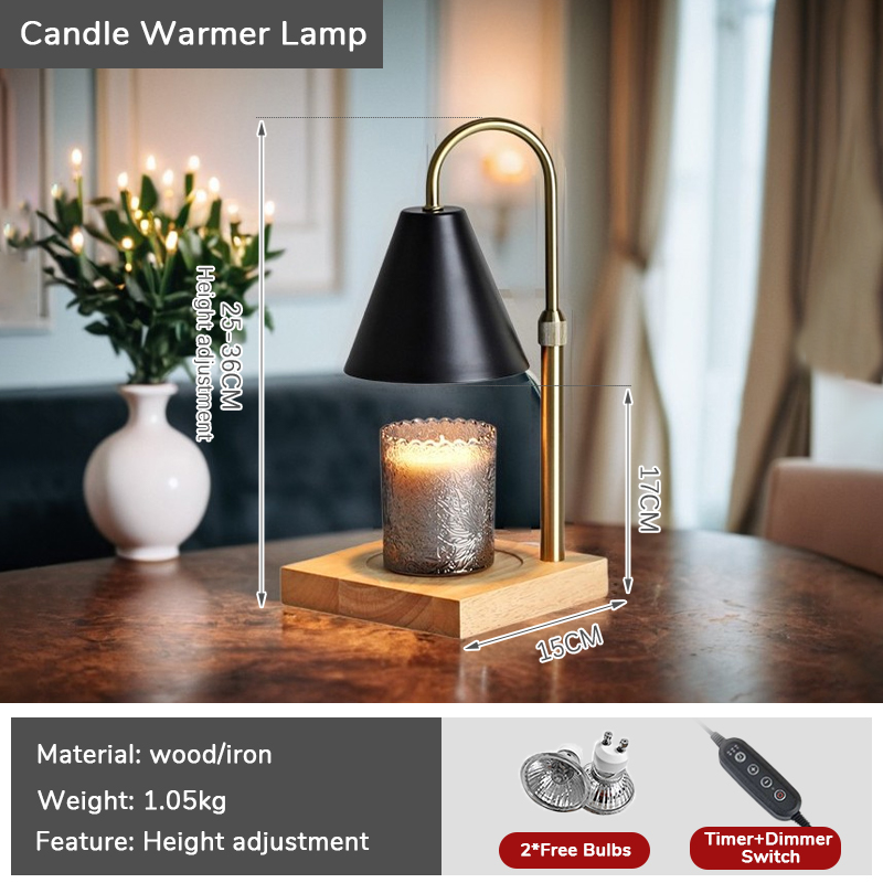 Candle Warmer Lamp Green with Timer Dimmer, Electric Candle Lamp Light Warmer Wax Heater With 2 Bulbs, Mom Christmas Birthday Gifts For Her Women, House Warming Gifts New Home