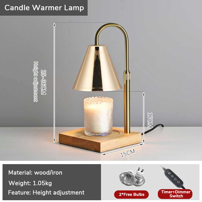 Candle Warmer Lamp Green with Timer Dimmer, Electric Candle Lamp Light Warmer Wax Heater With 2 Bulbs, Mom Christmas Birthday Gifts For Her Women, House Warming Gifts New Home