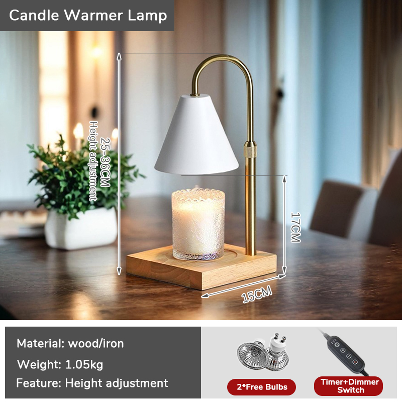 Candle Warmer Lamp Green with Timer Dimmer, Electric Candle Lamp Light Warmer Wax Heater With 2 Bulbs, Mom Christmas Birthday Gifts For Her Women, House Warming Gifts New Home