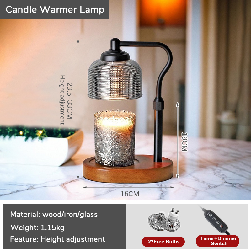 Candle Warmer Lamp Green with Timer Dimmer, Electric Candle Lamp Light Warmer Wax Heater With 2 Bulbs, Mom Christmas Birthday Gifts For Her Women, House Warming Gifts New Home