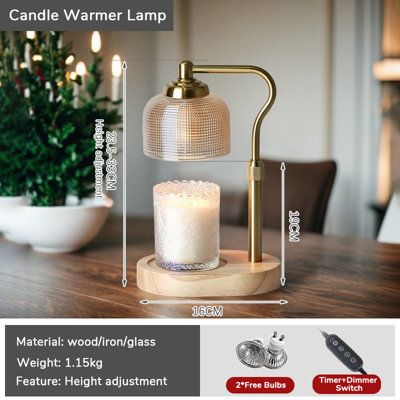 Candle Warmer Lamp Green with Timer Dimmer, Electric Candle Lamp Light Warmer Wax Heater With 2 Bulbs, Mom Christmas Birthday Gifts For Her Women, House Warming Gifts New Home