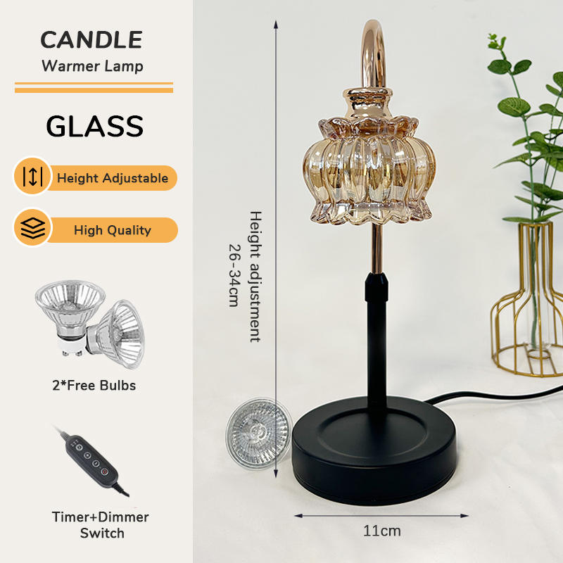 Candle Warmer Lamp Green with Timer Dimmer, Electric Candle Lamp Light Warmer Wax Heater With 2 Bulbs, Mom Christmas Birthday Gifts For Her Women, House Warming Gifts New Home