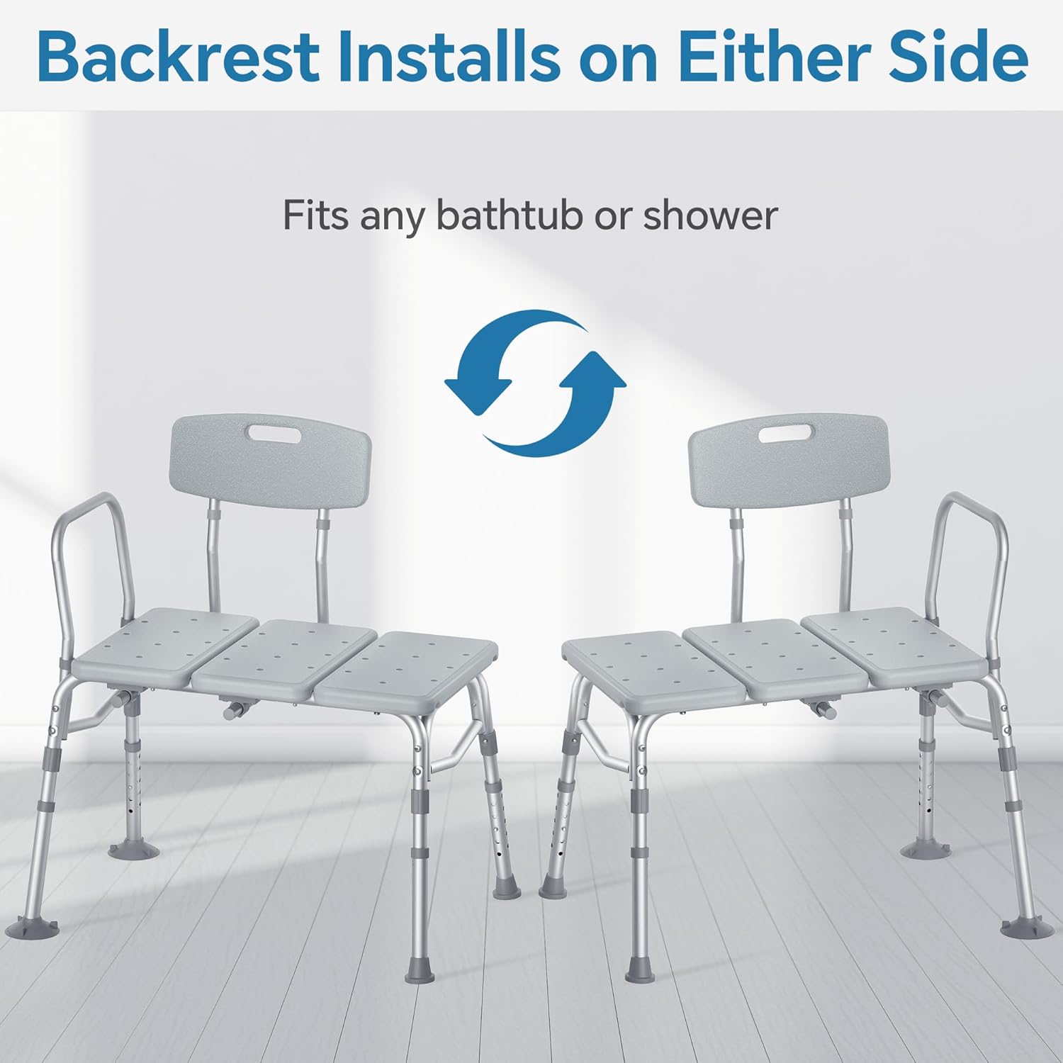 Tub Transfer Bench and Shower Chair with Support Handle Height Adjustable for Elderly & Disabled