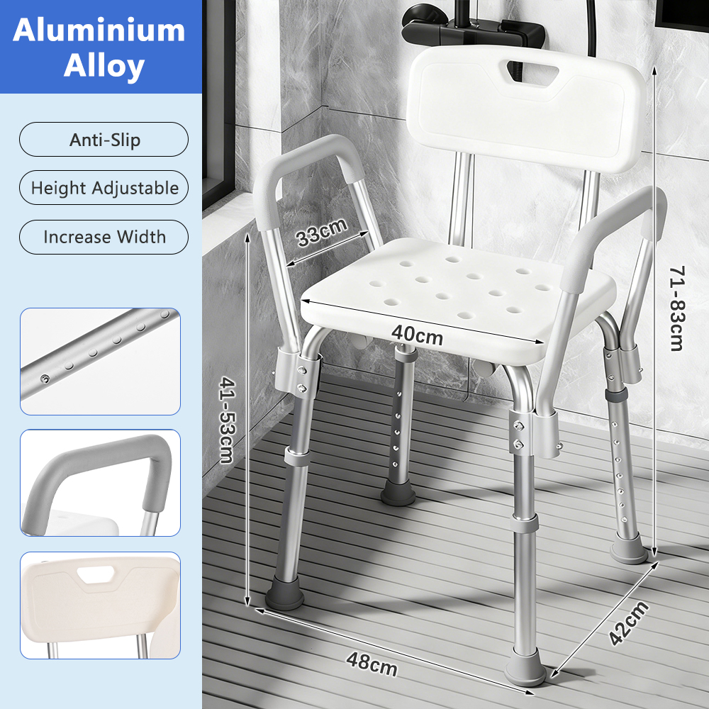 Tub Transfer Bench and Shower Chair with Support Handle Height Adjustable for Elderly & Disabled