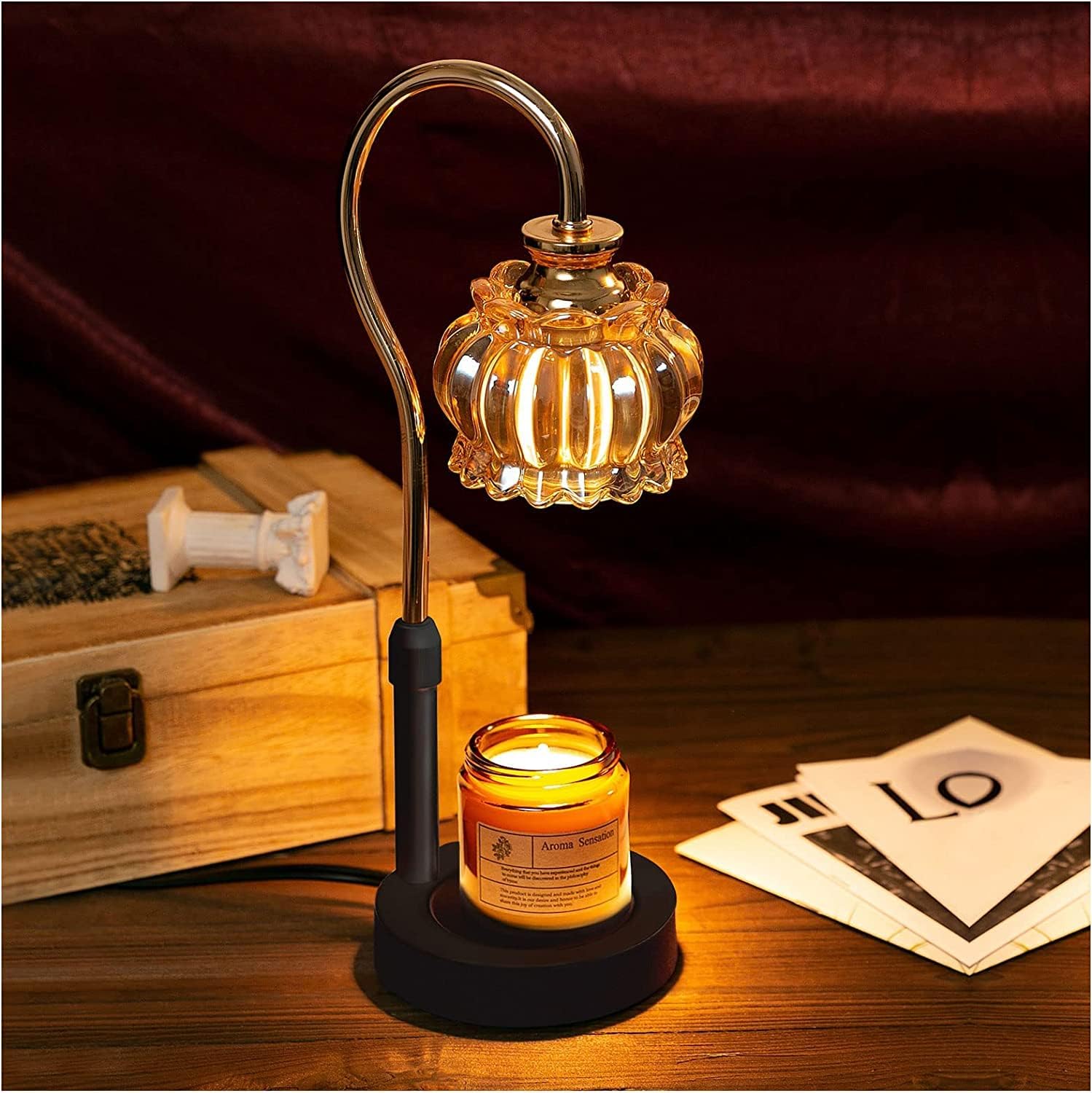 Candle Warmer Lamp Green with Timer Dimmer, Electric Candle Lamp Light Warmer Wax Heater With 2 Bulbs, Mom Christmas Birthday Gifts For Her Women, House Warming Gifts New Home
