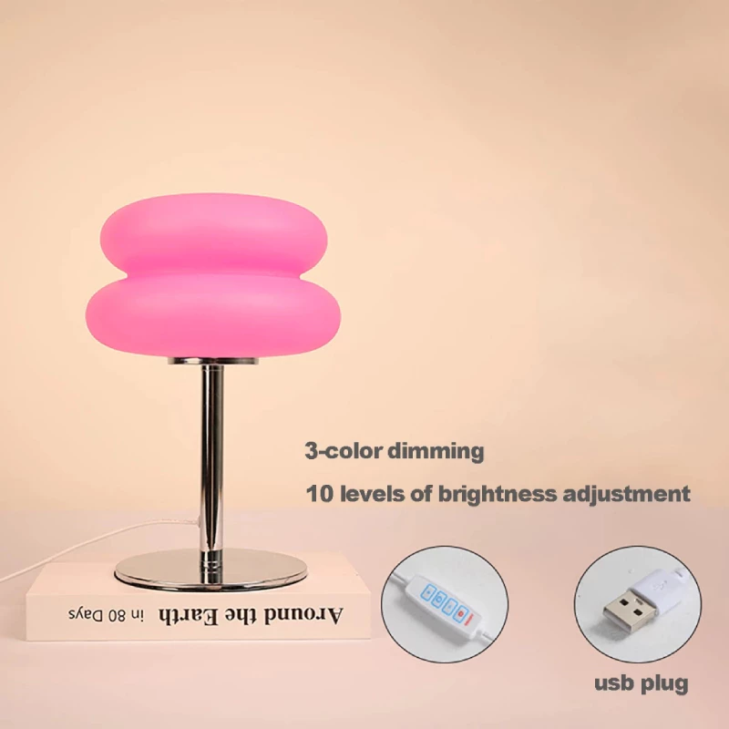 Bedroom Table Lamp Retro Creative Decorative Bedroom Hamburger Bedside Lamp USB Charging Light